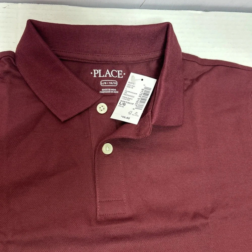 The Children's Place Boys Redwood Uniform Pique Polo L (10/12) 191755916378 NWT